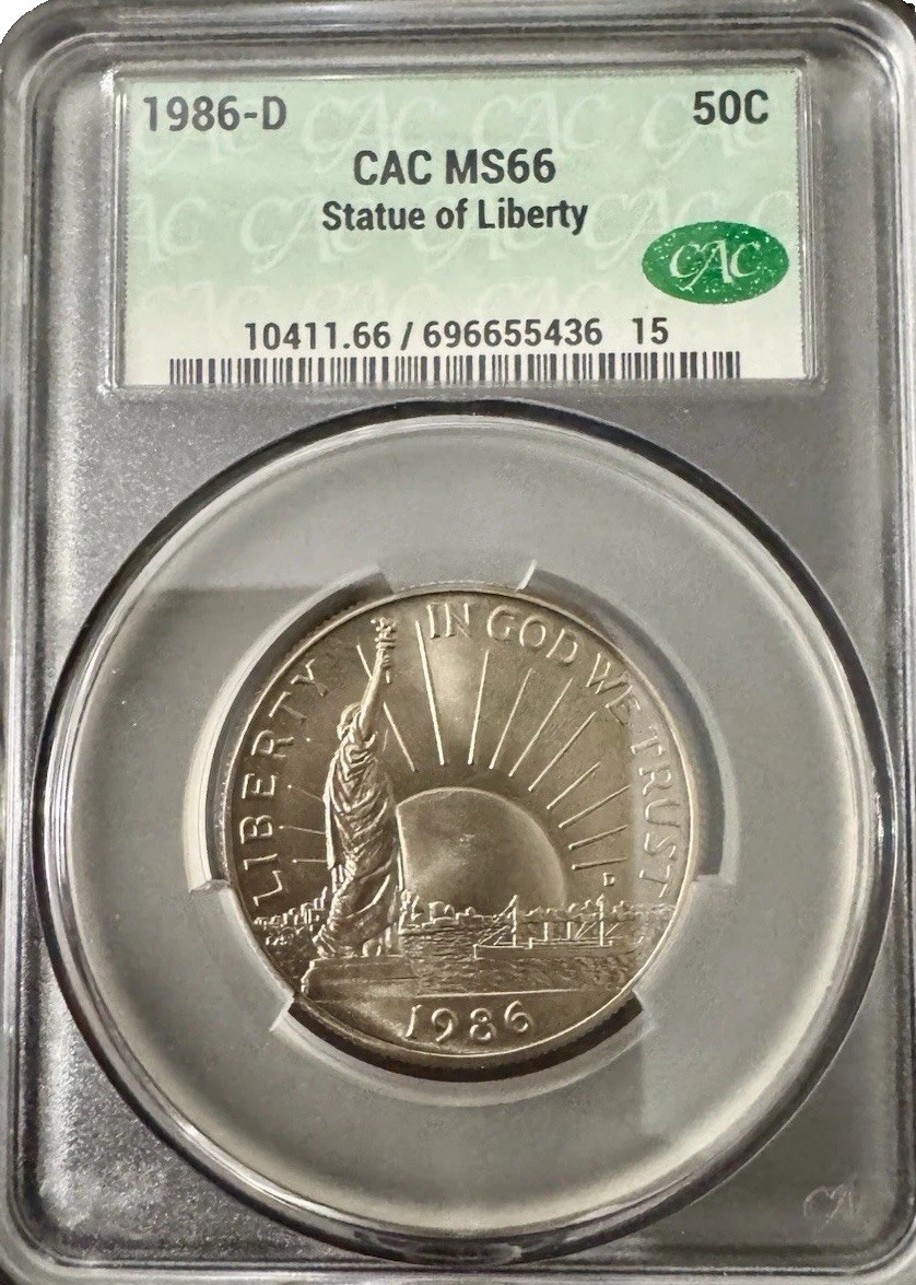1986-D Statue of Liberty Commemorative Half Dollar Proof CAC MS66