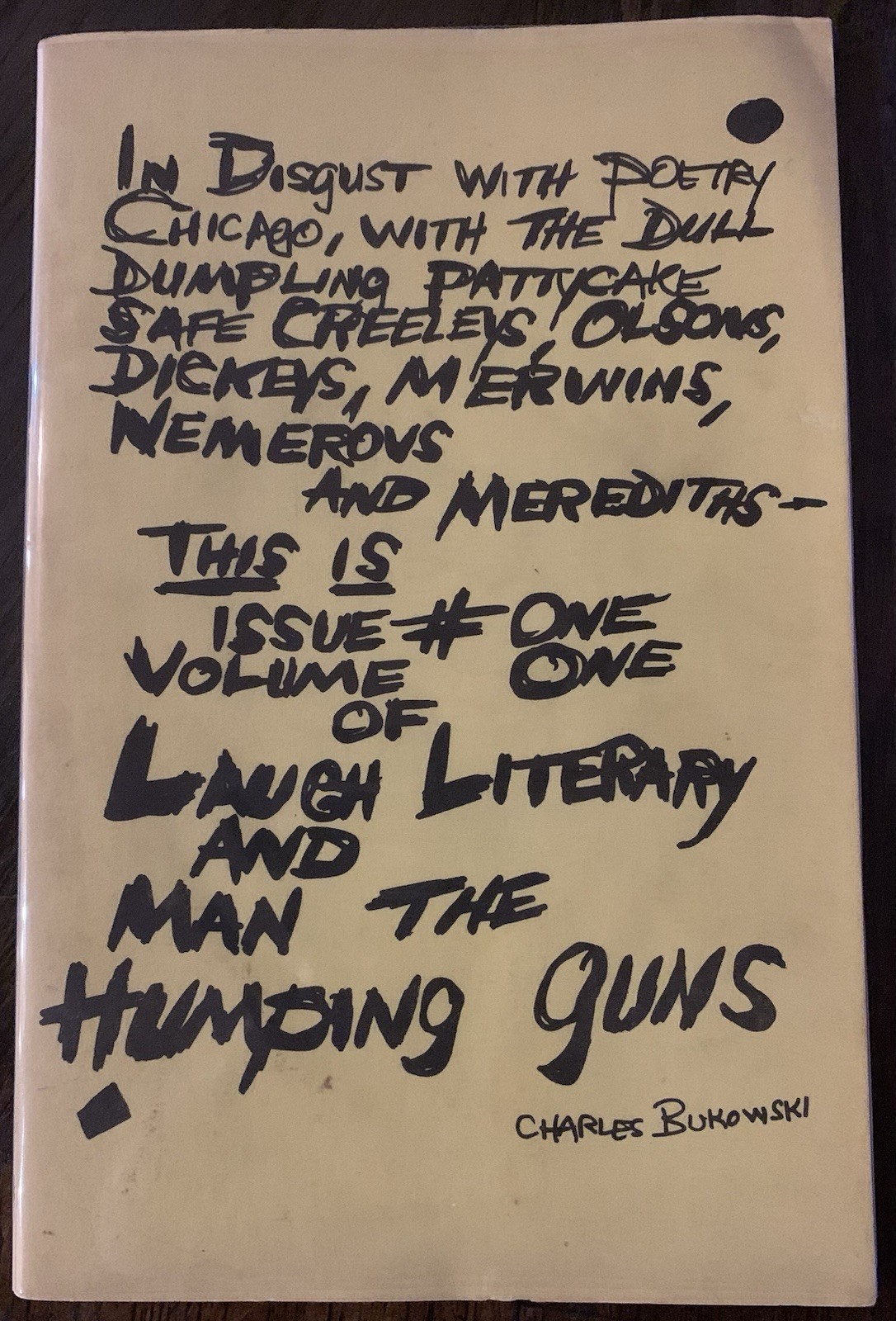 1969 Charles Bukowski Signed Vol. 1 No. 1 Laugh Literary Presentation Copy RARE