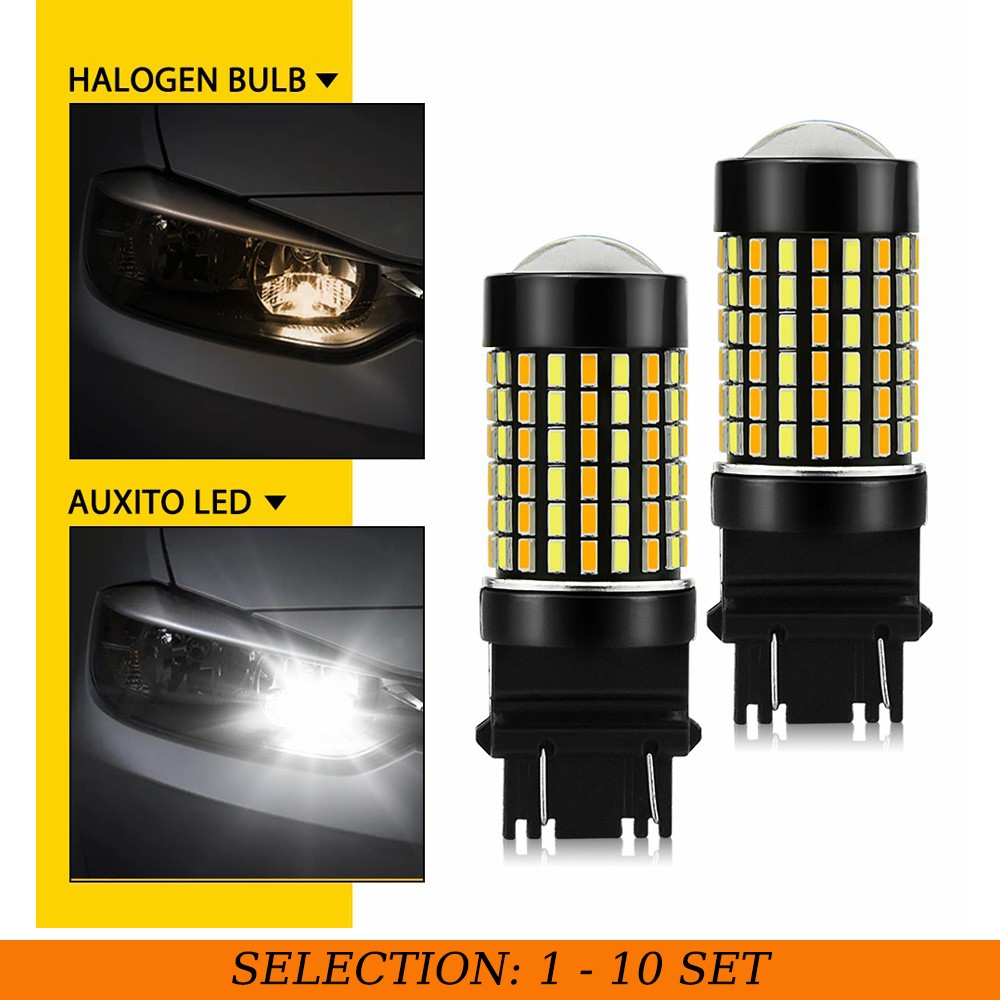2-20X AUXITO 3157 White Amber LED Turn Signal DRL Parking Light Bulbs Dual Color