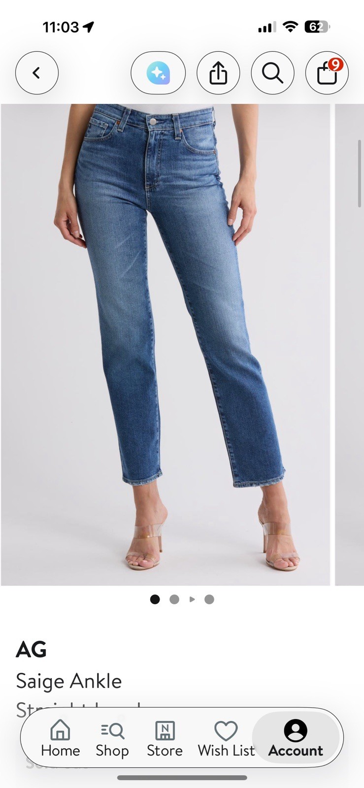 AG Contour 360 Medium Wash Blue High Rise Straight Ankle Jeans Women’s