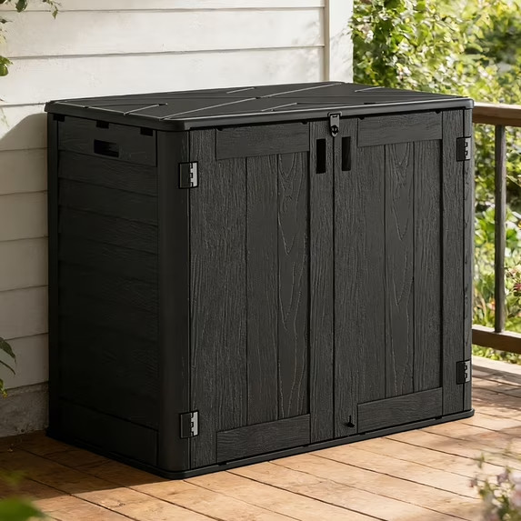 OROFULL 30 Cu.Ft Outdoor Horizontal Resin Storage Shed for Patio & Garden, Black OROFULL 30 Cu.Ft Outdoor Horizontal Resin Storage Shed for Patio & Garden, Black