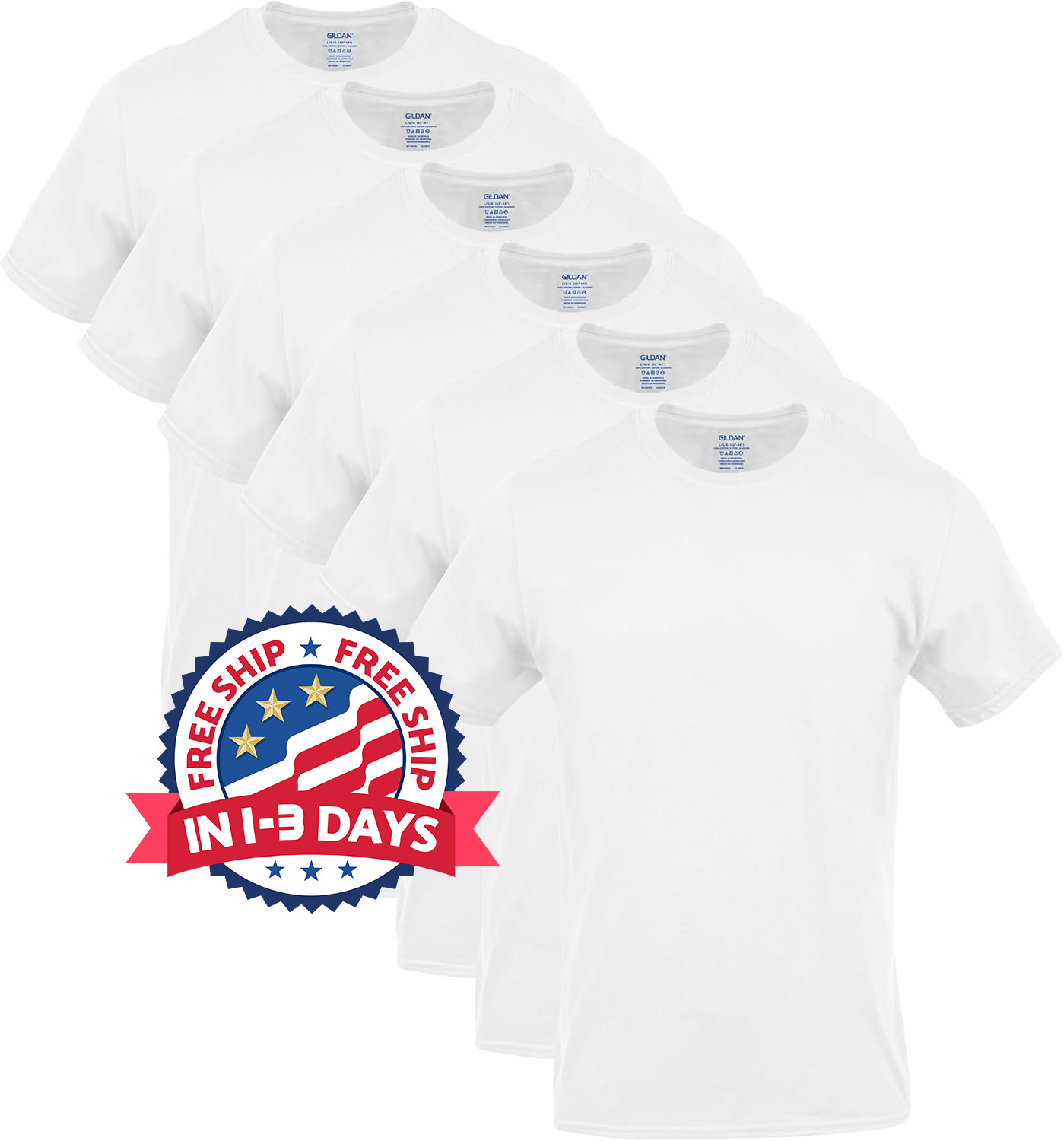 Pack 6 Camisetas Hombre Blancas Cuello Redondo Algodón Suave, Básicas Cómodas L Pack 6 Camisetas Hombre Blancas Cuello Redondo Algodón Suave, Básicas Cómodas L