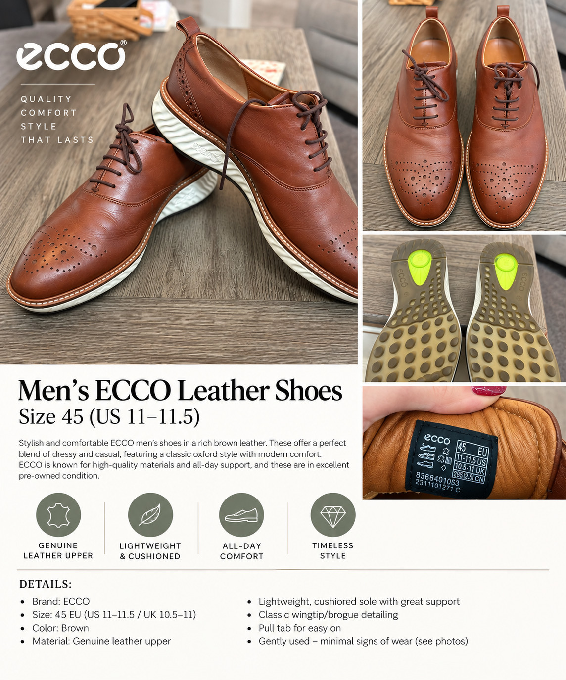 Ecco Men\'s St 1 Hybrid Oxford Wing Shoe Cognac with Phorene midsole Ecco Men\'s St 1 Hybrid Oxford Wing Shoe Cognac with Phorene midsole
