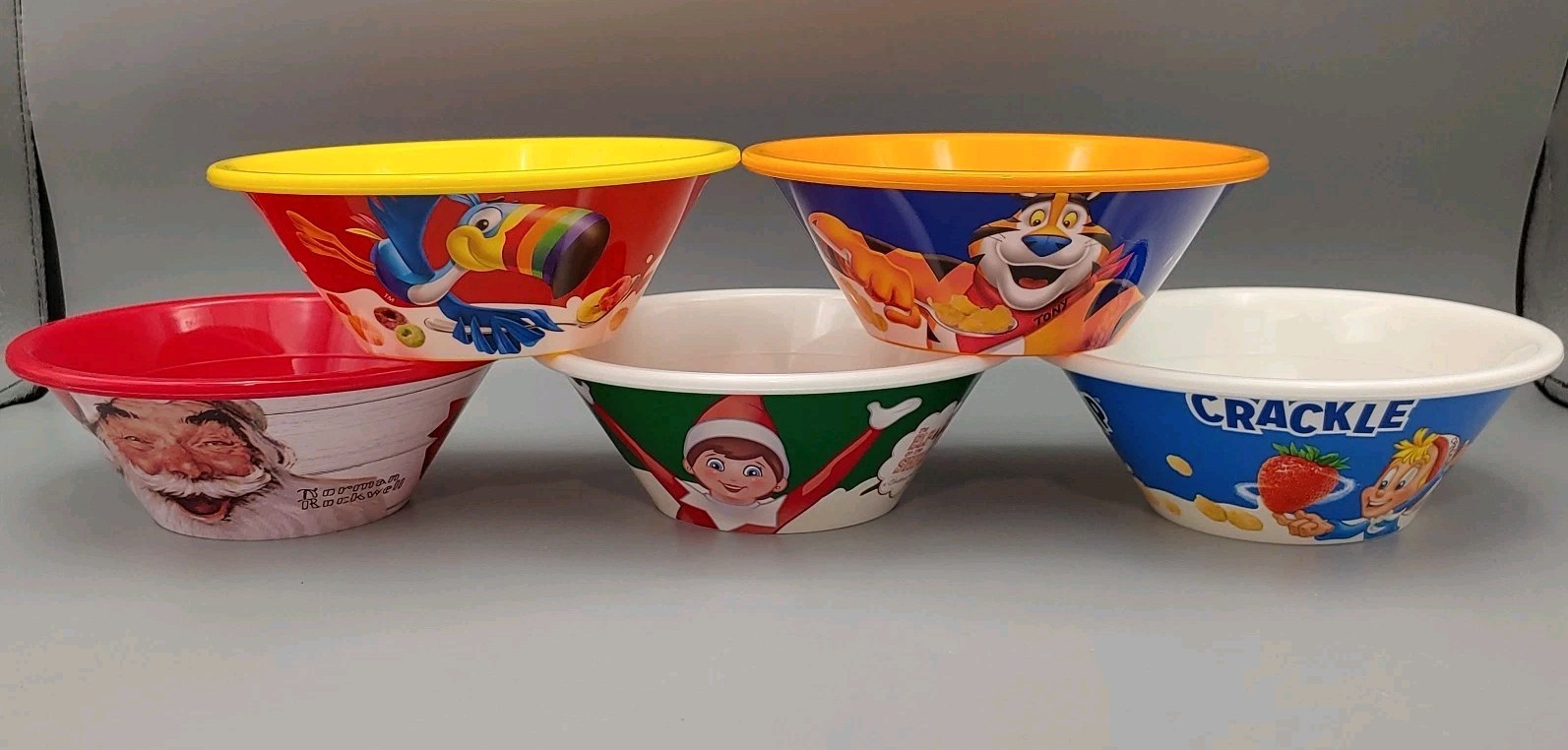 2023 Kelloggs Cereal Bowl Set Tony Tiger Toucan Sam Snap Crackle Pop Elf Santa