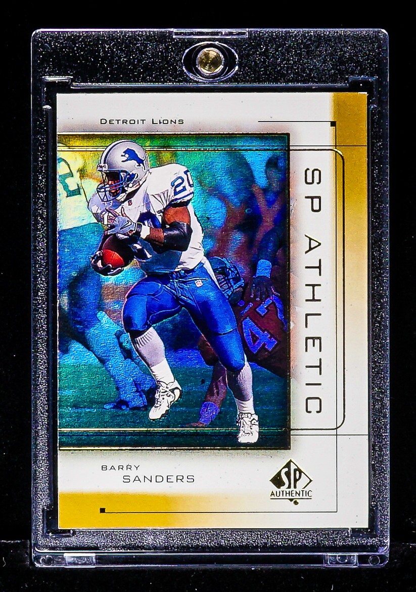Barry Sanders RARE GOLD HOLOGRAPHIC CARD Detroit Lions 1999 SP Authentic HOF