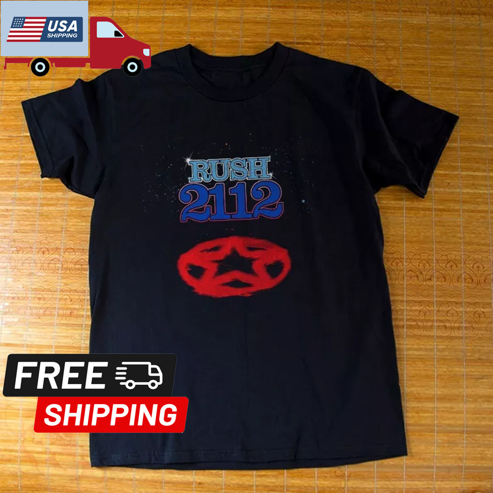 Rush 2112 1976 Vintage Progressive Rock Band Album Cover Graphic T-Shirt