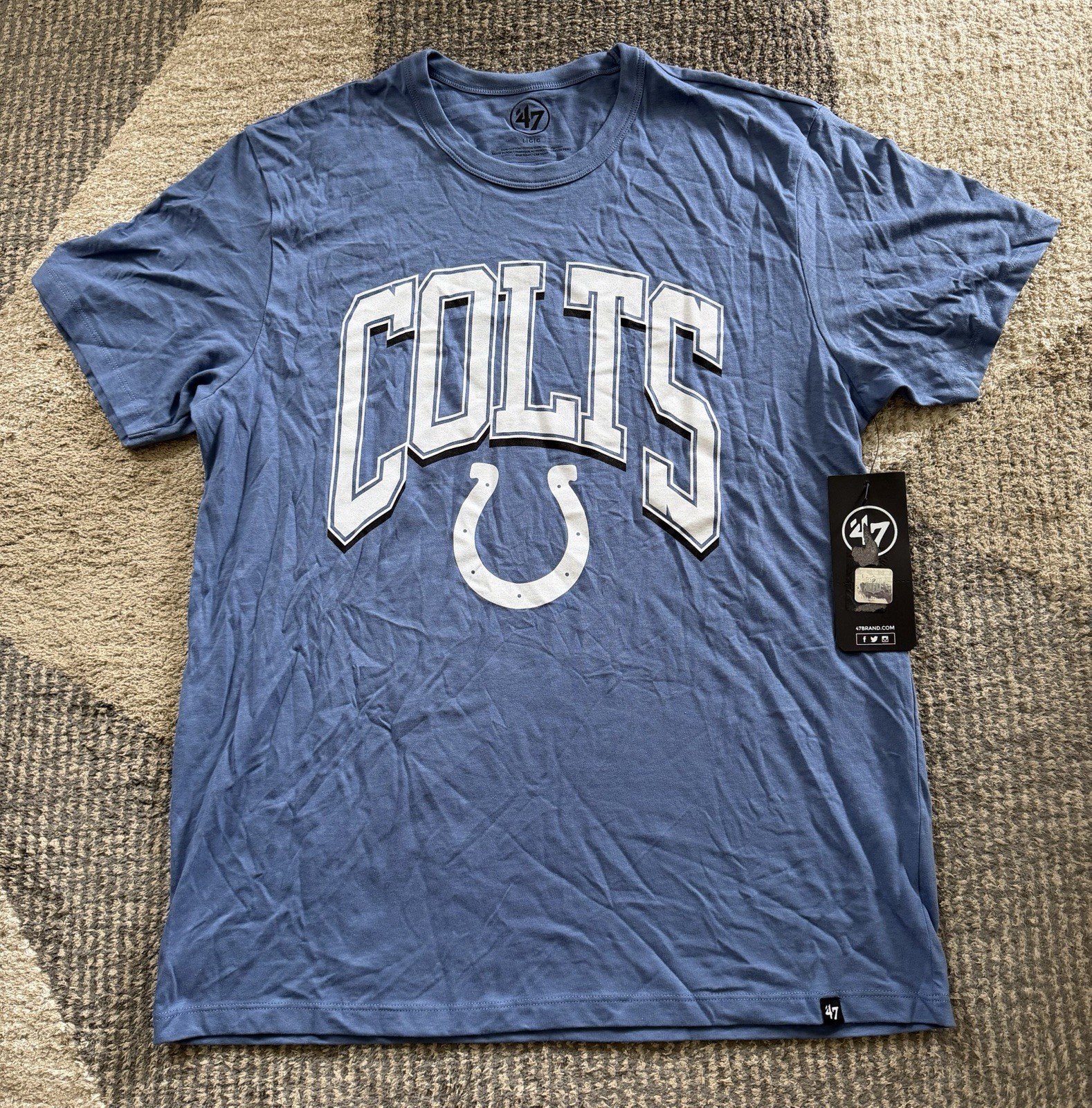 Men’s ‘47 Brand Indianapolis Colts Cadet Blue T Shirt Sz Large NWT