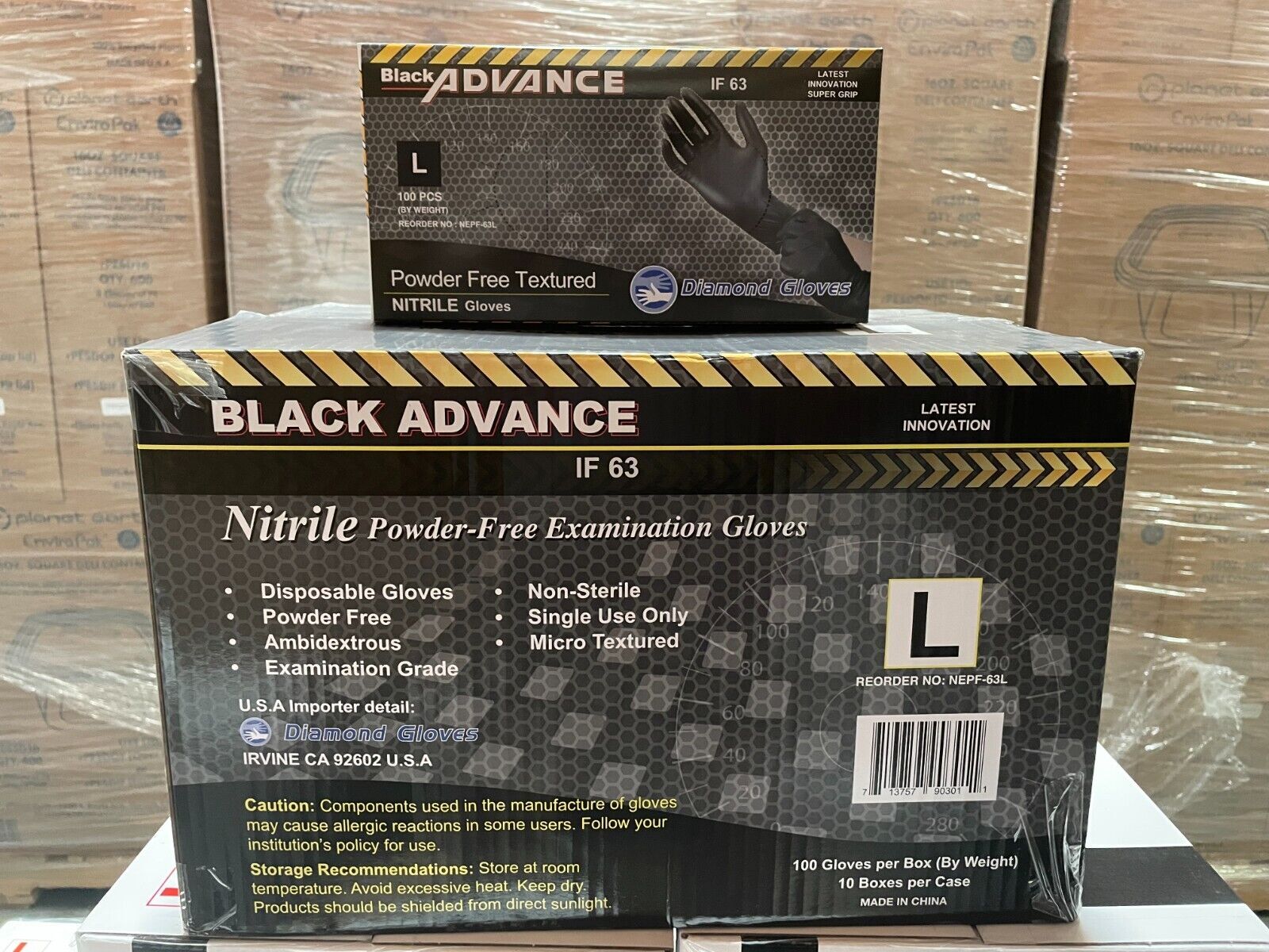 Advance Black Nitrile Exam Gloves  IF63 Thick 6 Mil Black Gloves 1000 Pcs New