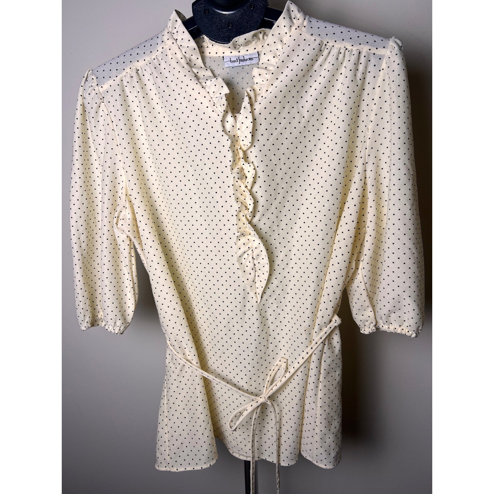 70\'s 80\'s Blouse Women Romantic Polka Dot Vintage Ruffle Old Money Timeless