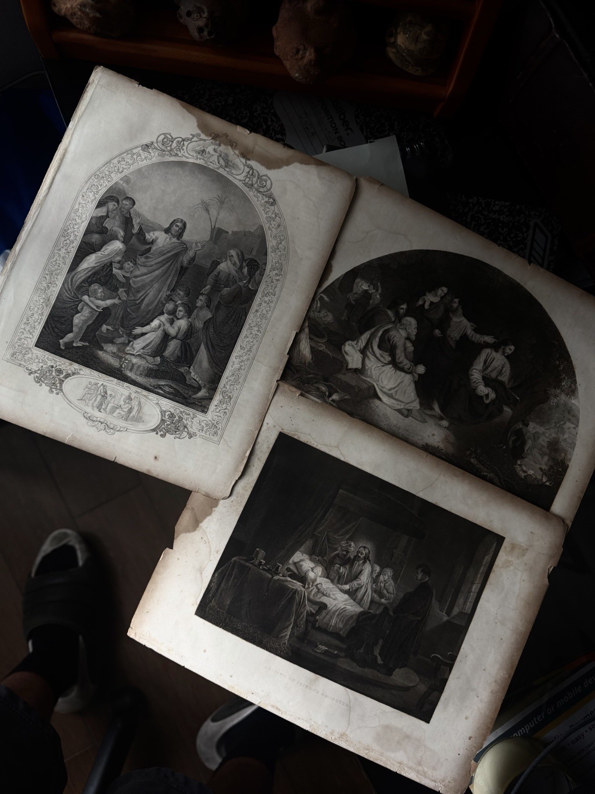 3 Antique 19th C Engravings Christ Jerusalem Galileo Religious Biblical Prints