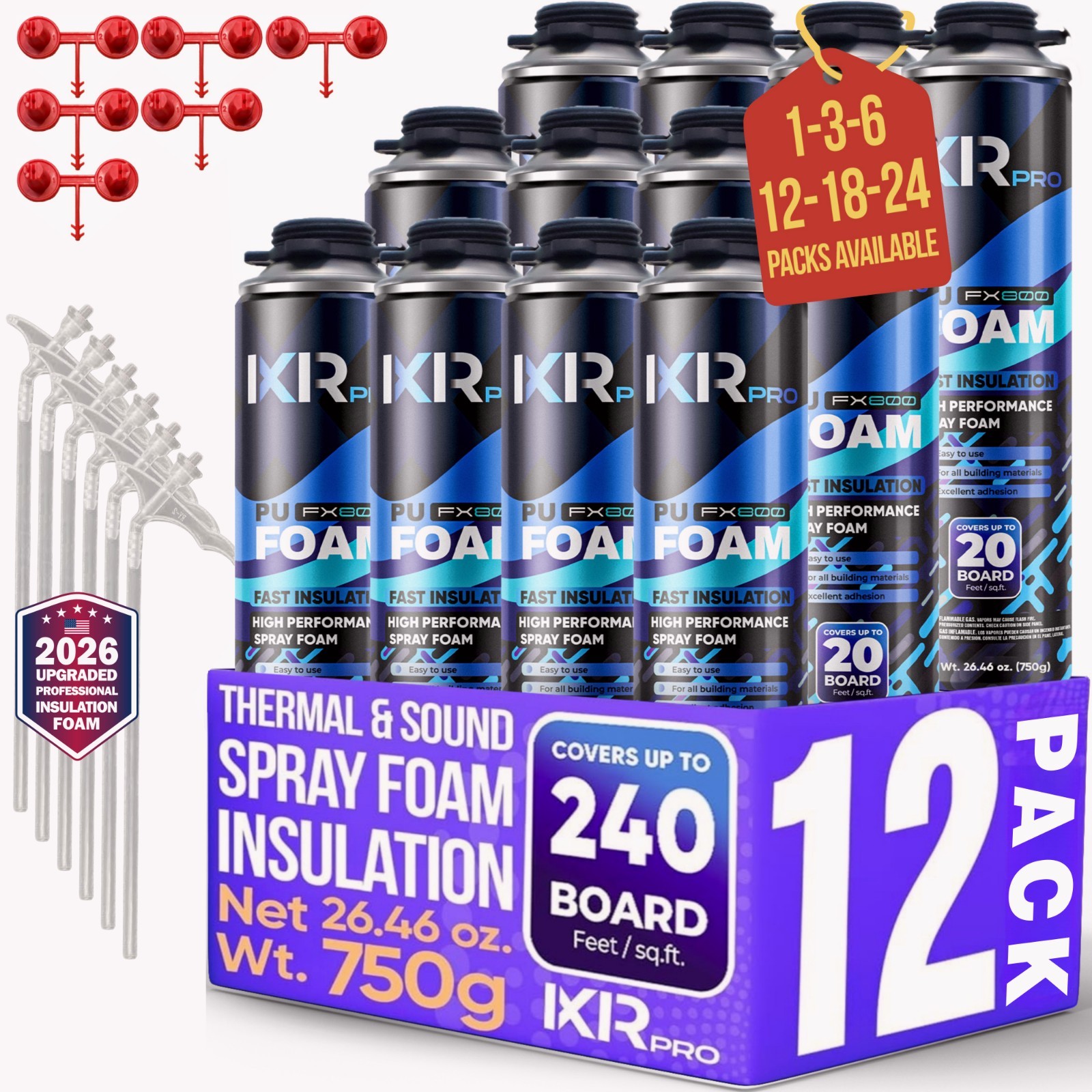Spray Foam Insulation Can (12 x 26.46 oz. (750 g)) Expanding Foam Sealant