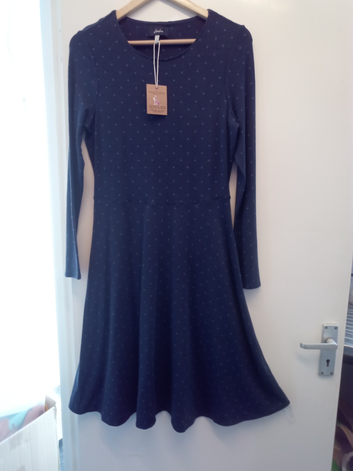 Joules navy blue polka dot dress size 12 BNWT [ED]