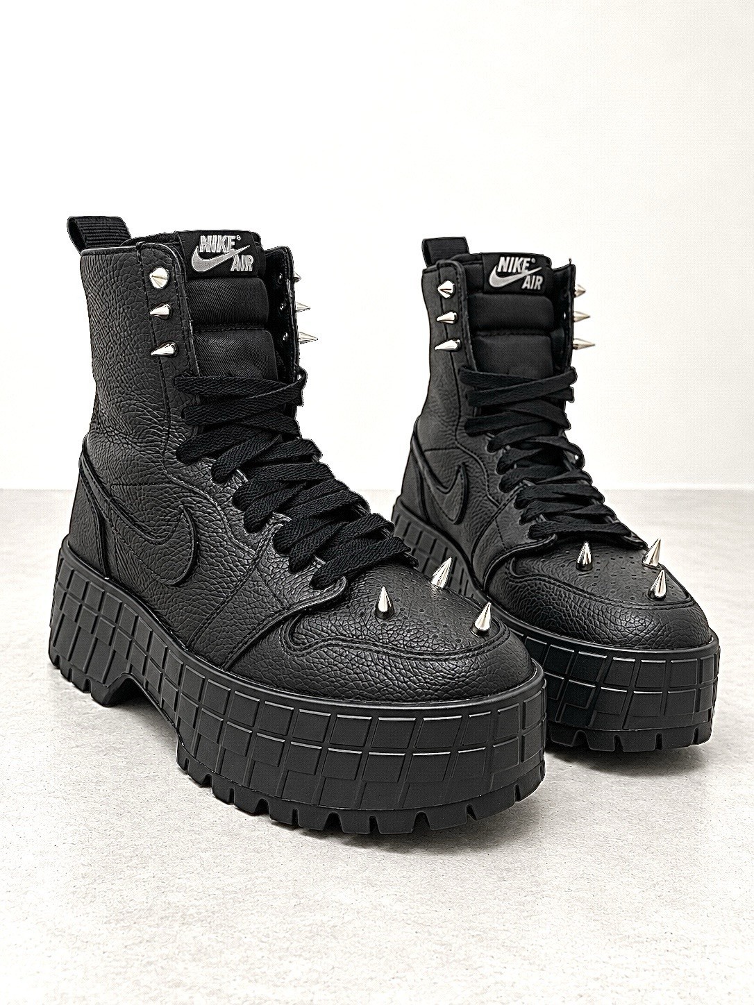 Custom Studded Nike Air Jordan 1 Brooklyn Platform Boots Size 7