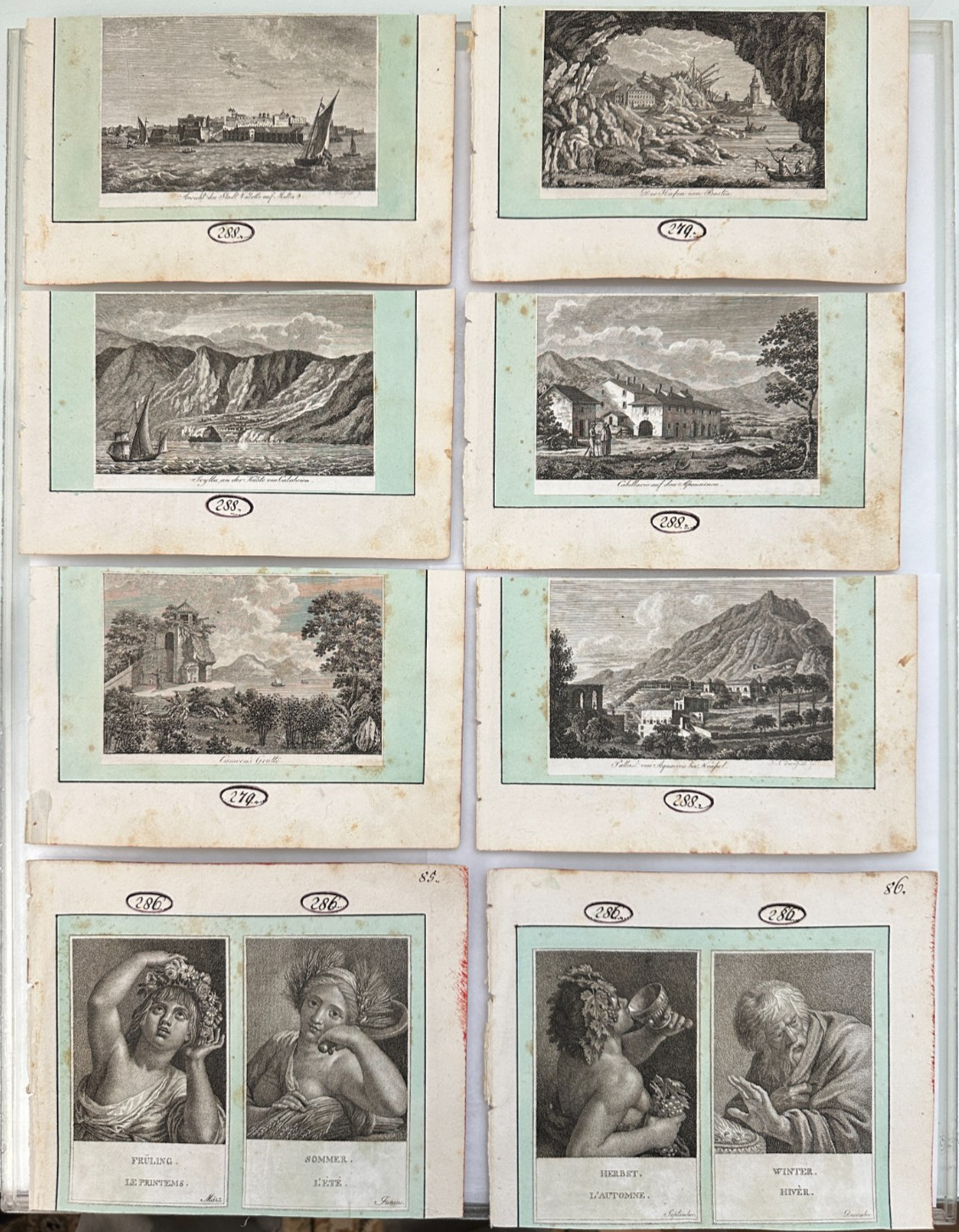 8 Antique Mounted Engraving Sheets Malta Italy Corsica Four Seasons 10 Images 8 Antique Mounted Engraving Sheets Malta Italy Corsica Four Seasons 10 Images