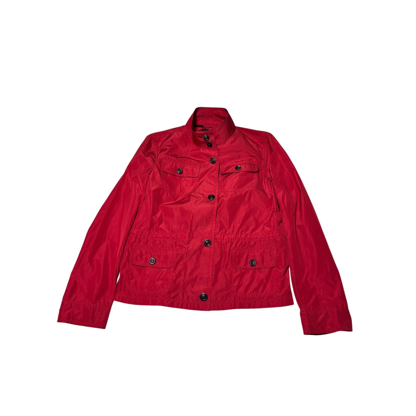 VTG Luciano Barbera Red Field Jacket Technical Utility Coat Womens 40 Made Italy
