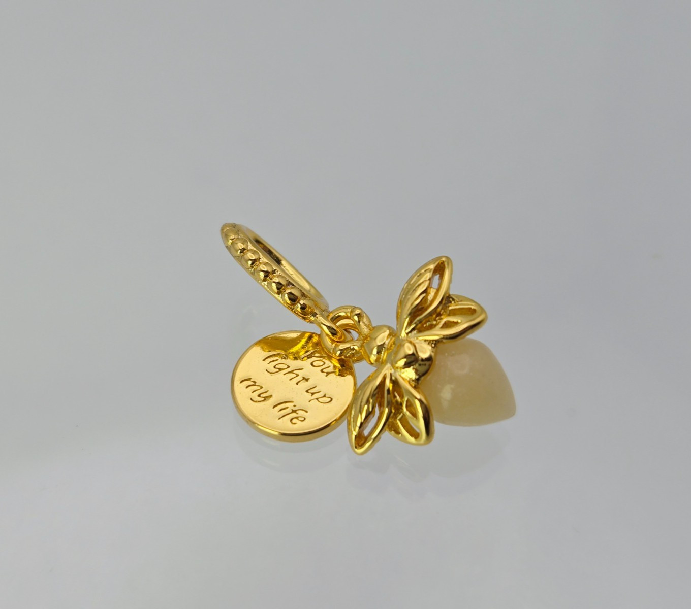 Authentic Pandora Shine gold  Glow-in-the-Dark Firefly dangle fly glow dan Charm