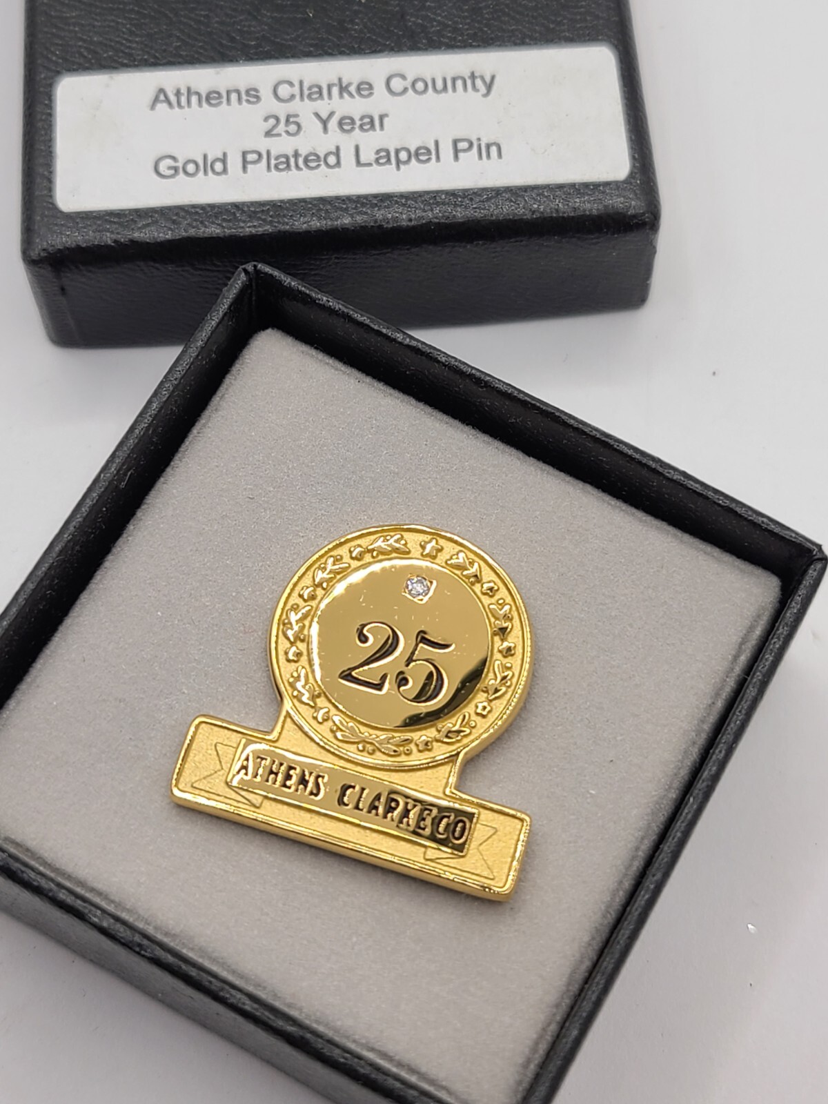Athens Clarke County 25 Years Anniversary Gold Plated Lapel Pin 24mm