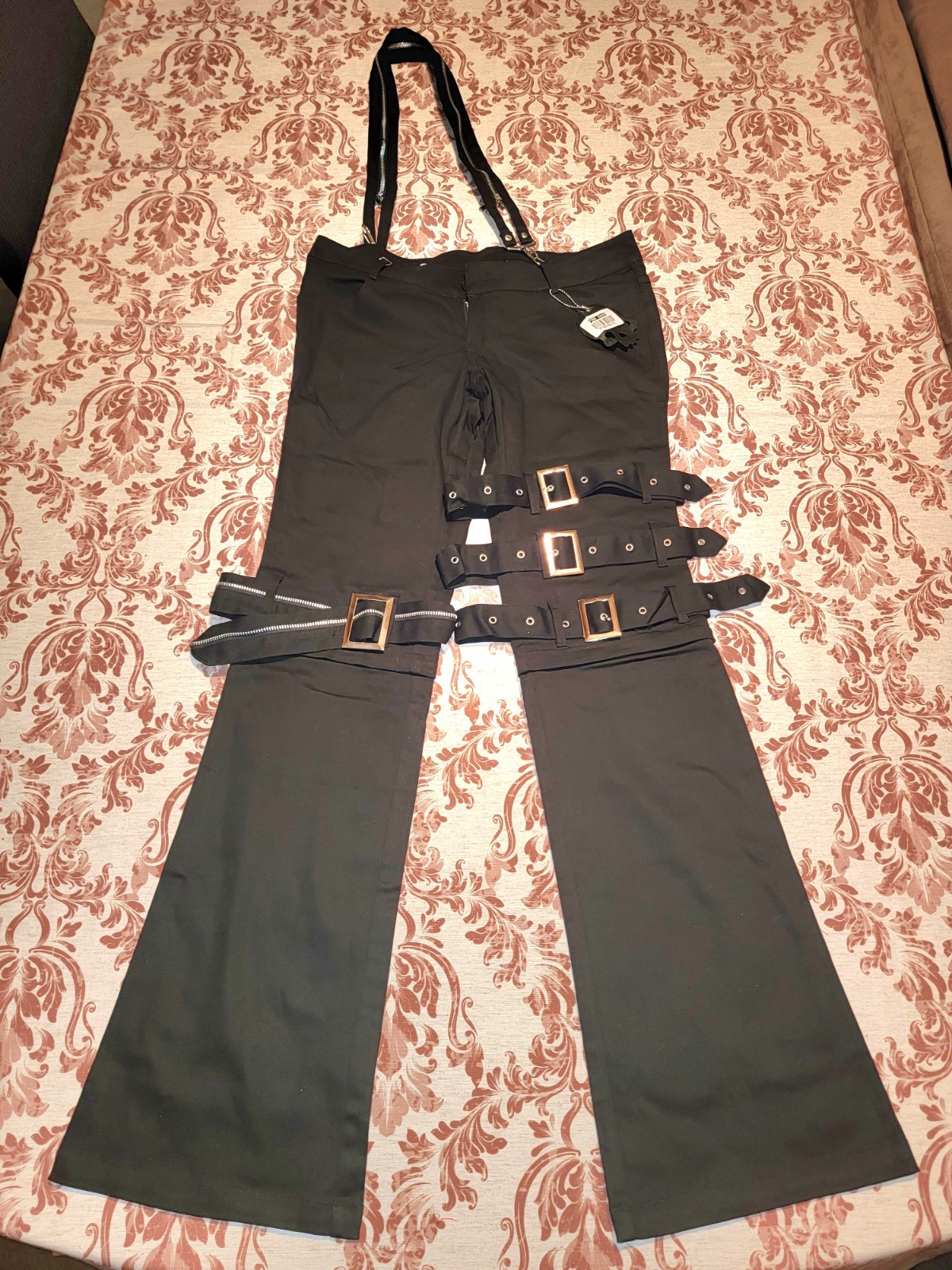 New Punk Rave Black Pants Halloween Goth Emo Grunge Size XL w/ Straps Grommets New Punk Rave Black Pants Halloween Goth Emo Grunge Size XL w/ Straps Grommets