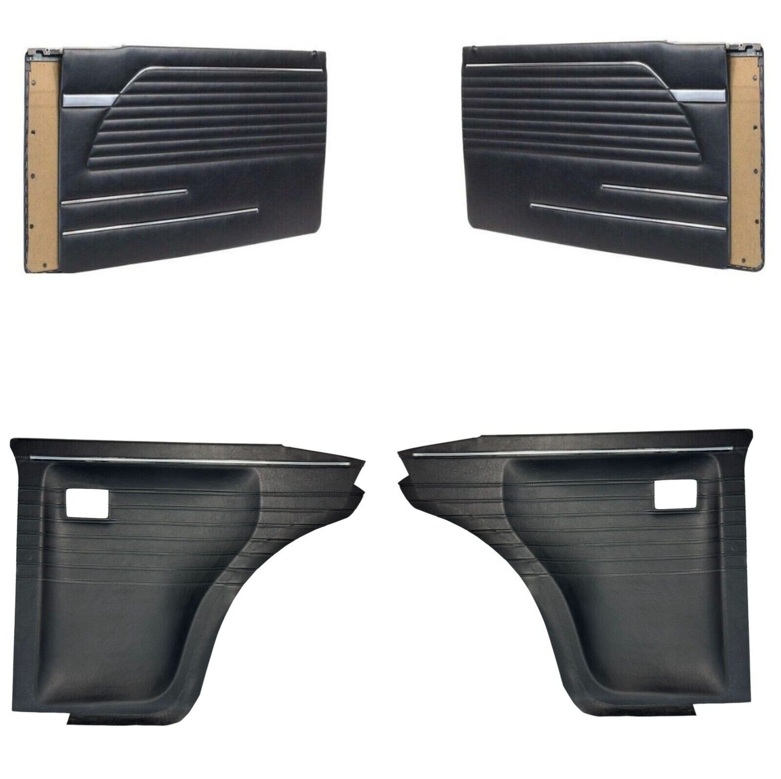 For BMW E10 2002 1966-1977 Interior Door Panels Set Front Chrome Rear 4pcs Black
