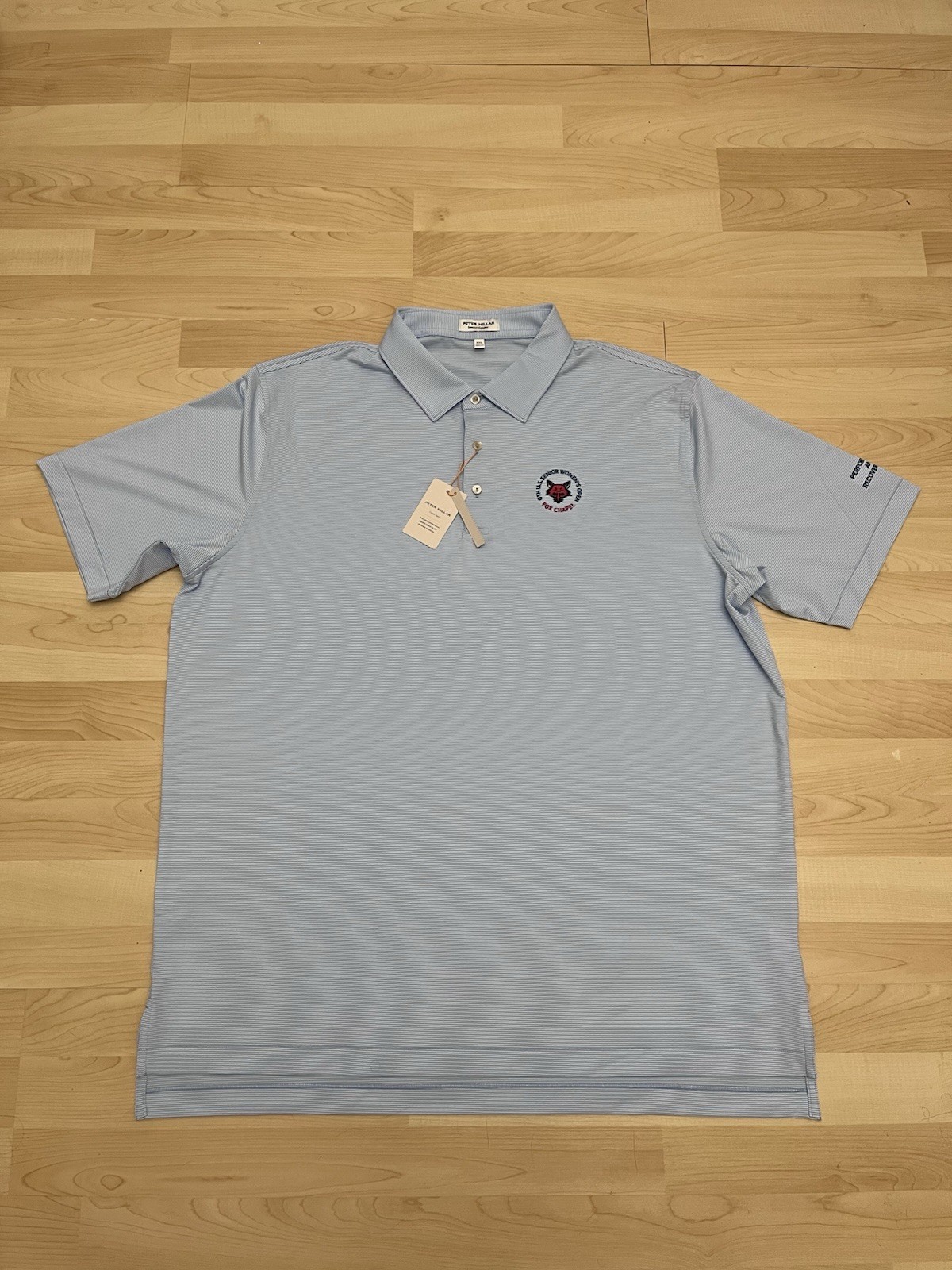 Peter Millar Summer Comfort Polo Shirt Mens 2XL Blue Stripped Club Logo ME0EK11S