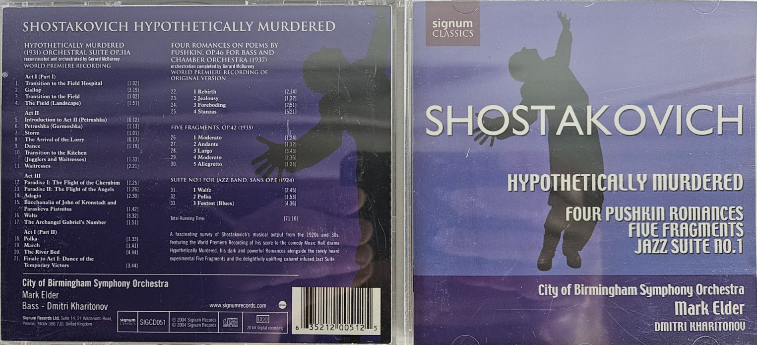 Shostakovich - Hypothetically Murdered CD Birmingham Symphony Orchestra