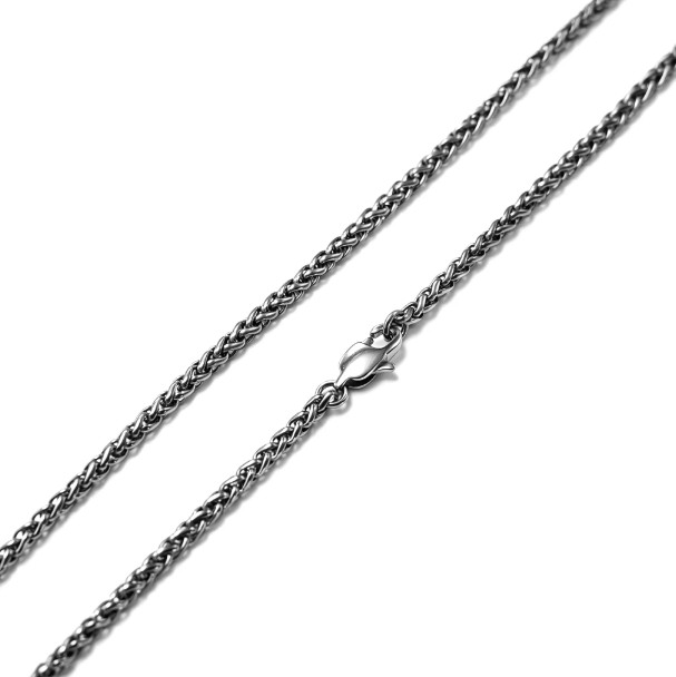 Pure Titanium Braided Necklace 4mm Wide × 21.6\'\' Long Wheat Chain Hypoallergenic