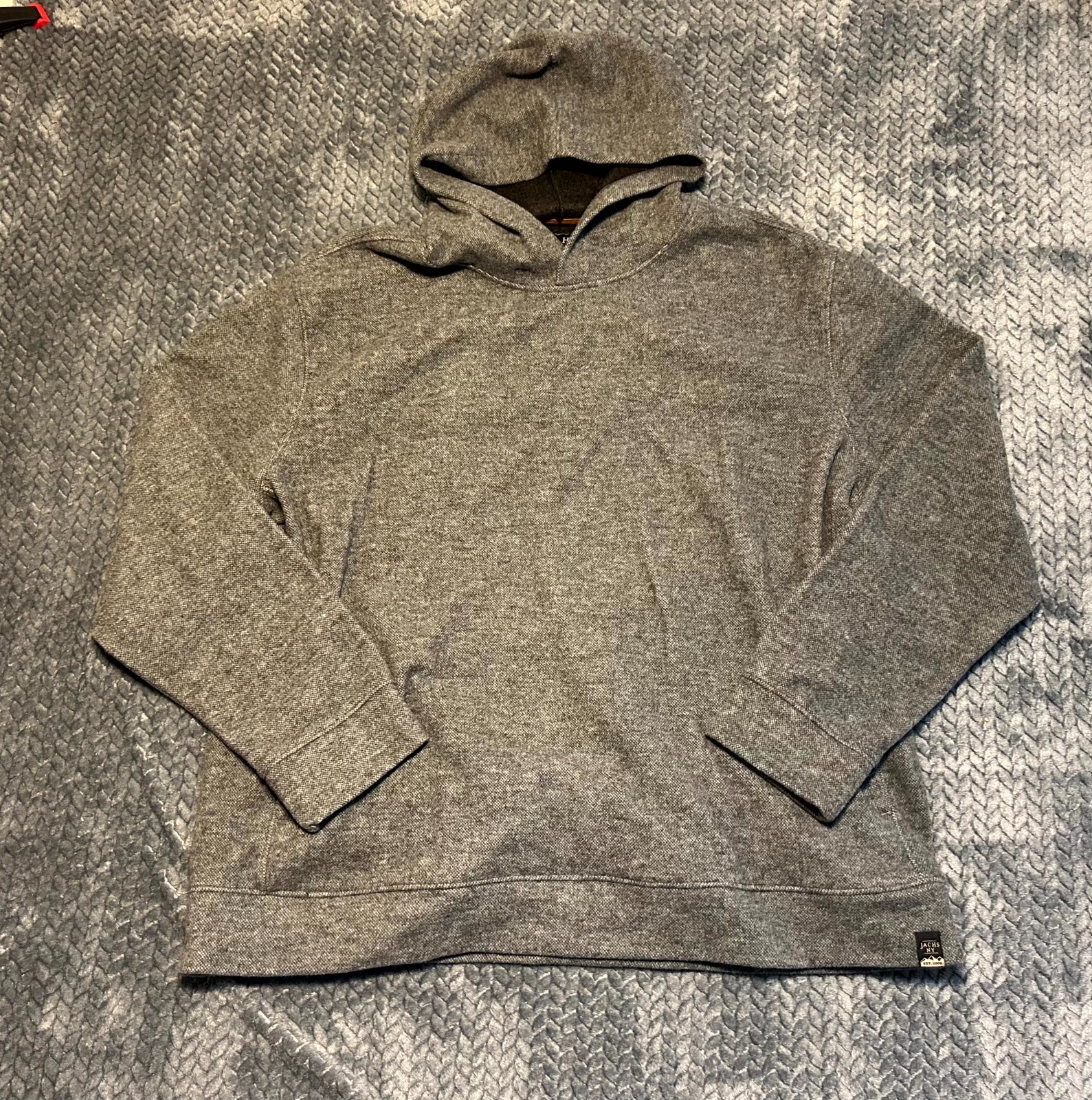 JACHS NY Hoodie Men\'s 2XL Gray Heather Textured Wool Blend Stretch Long Sleeve