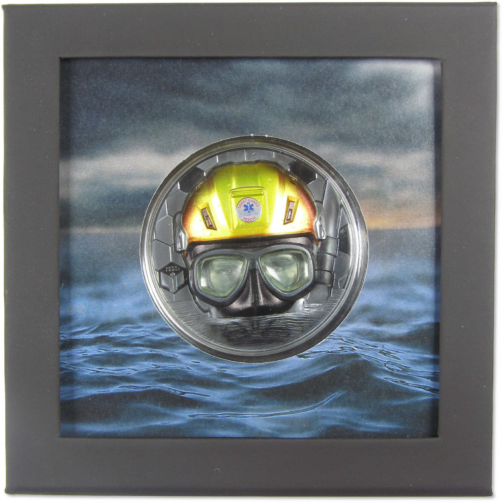 Real Heroes Coast Guard 3 oz Silver Black Proof $20 2023 Cook Islands