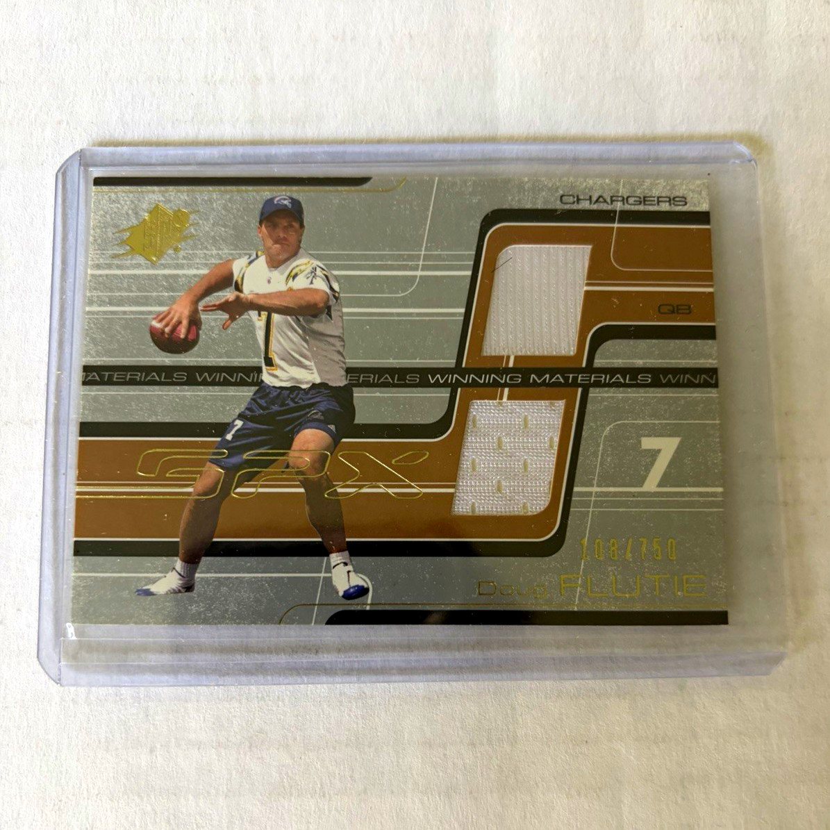 Upper Deck 2001 SPx Winning Materials Doug Flutie Chargers Bronze #WM-DF /750