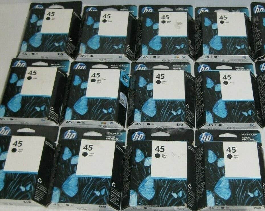 12 Genuine Factory Sealed HP 45 Inkjet Cartridges 51645A Black Boxes 2011-2020