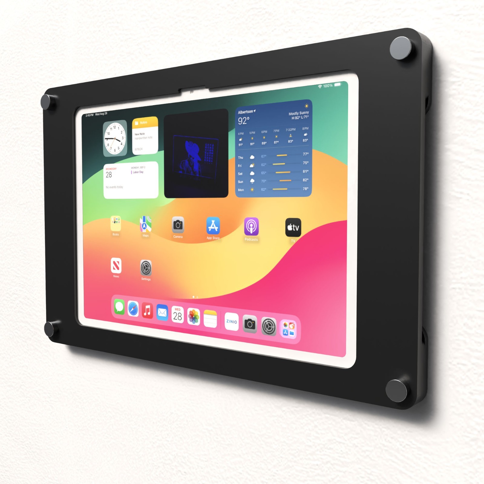 Acrylic Wall Mount Floating Frameless Display w Metal Standoff for iPad Tablets