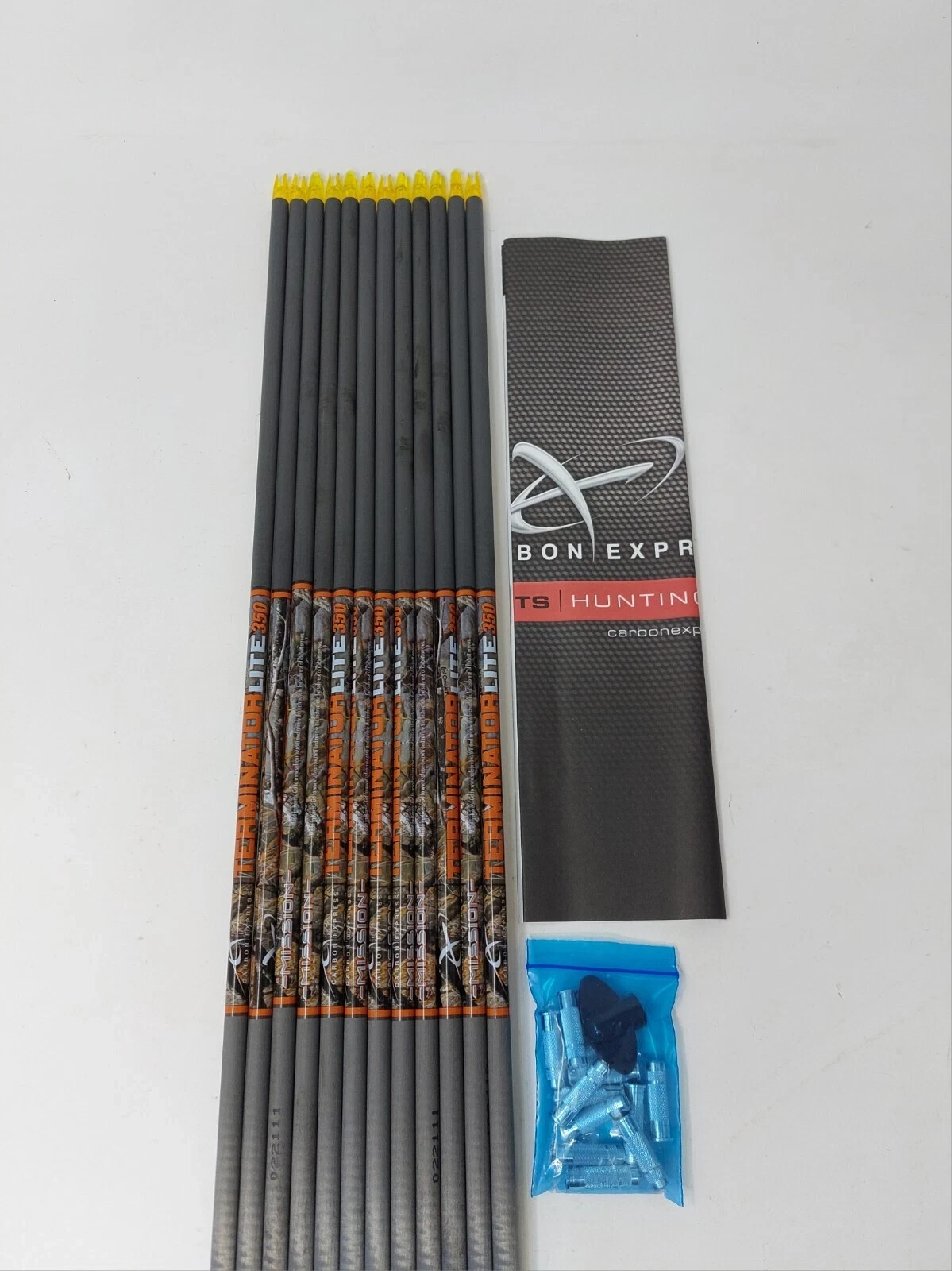12pk Carbon Express Terminator Lite 350 Mission Uncut ShaftsW/Inserts: 50641(a24