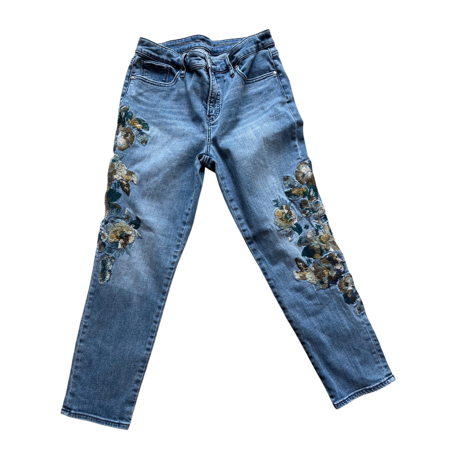 Chicos So Slimming Girlfriend Slim Leg Ankle Jeans Floral Embroidered Blue 0.5 R Chicos So Slimming Girlfriend Slim Leg Ankle Jeans Floral Embroidered Blue 0.5 R