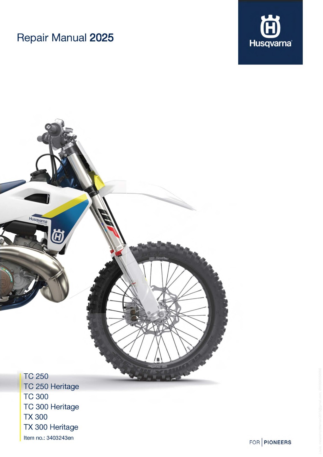 Husqvarna Service Workshop Shop Manual Book 2025 TC 300