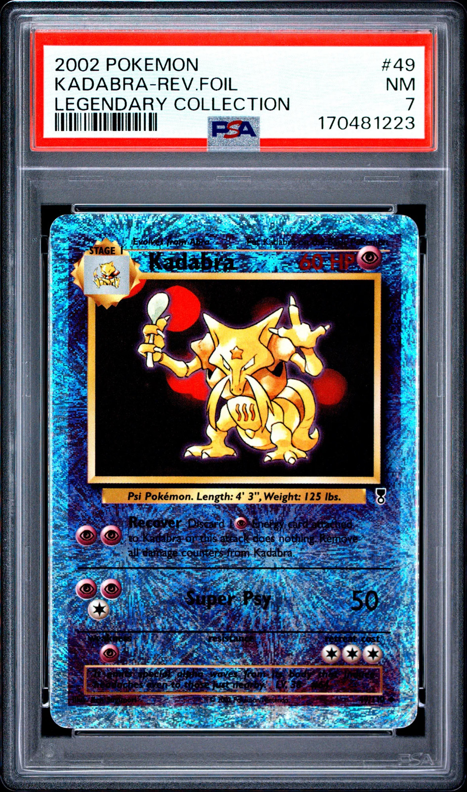 Kadabra Reverse Holo #49 2002 Pokemon Legendary Coll PSA 7