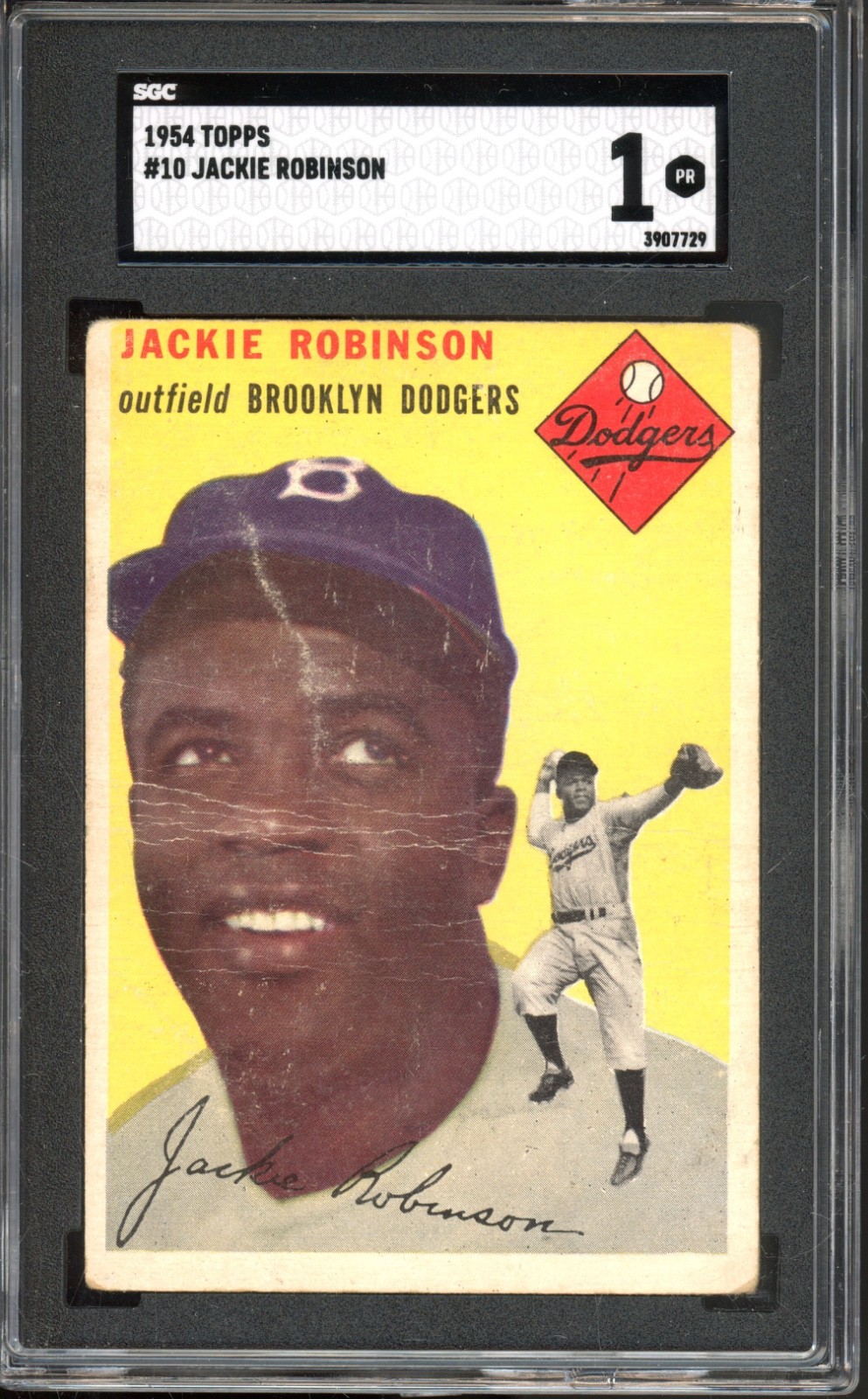 1954 Topps #10 Jackie Robinson SGC 1 Vintage HOF Baseball Card (7729)