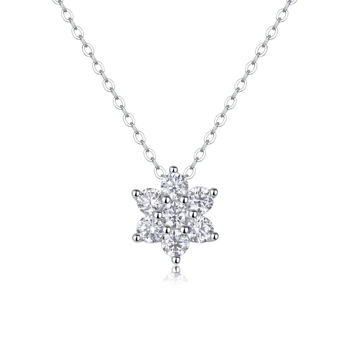 Fifty8 0.1ct DEW Moissanite Snowflake Pendant Necklace 925 Silver