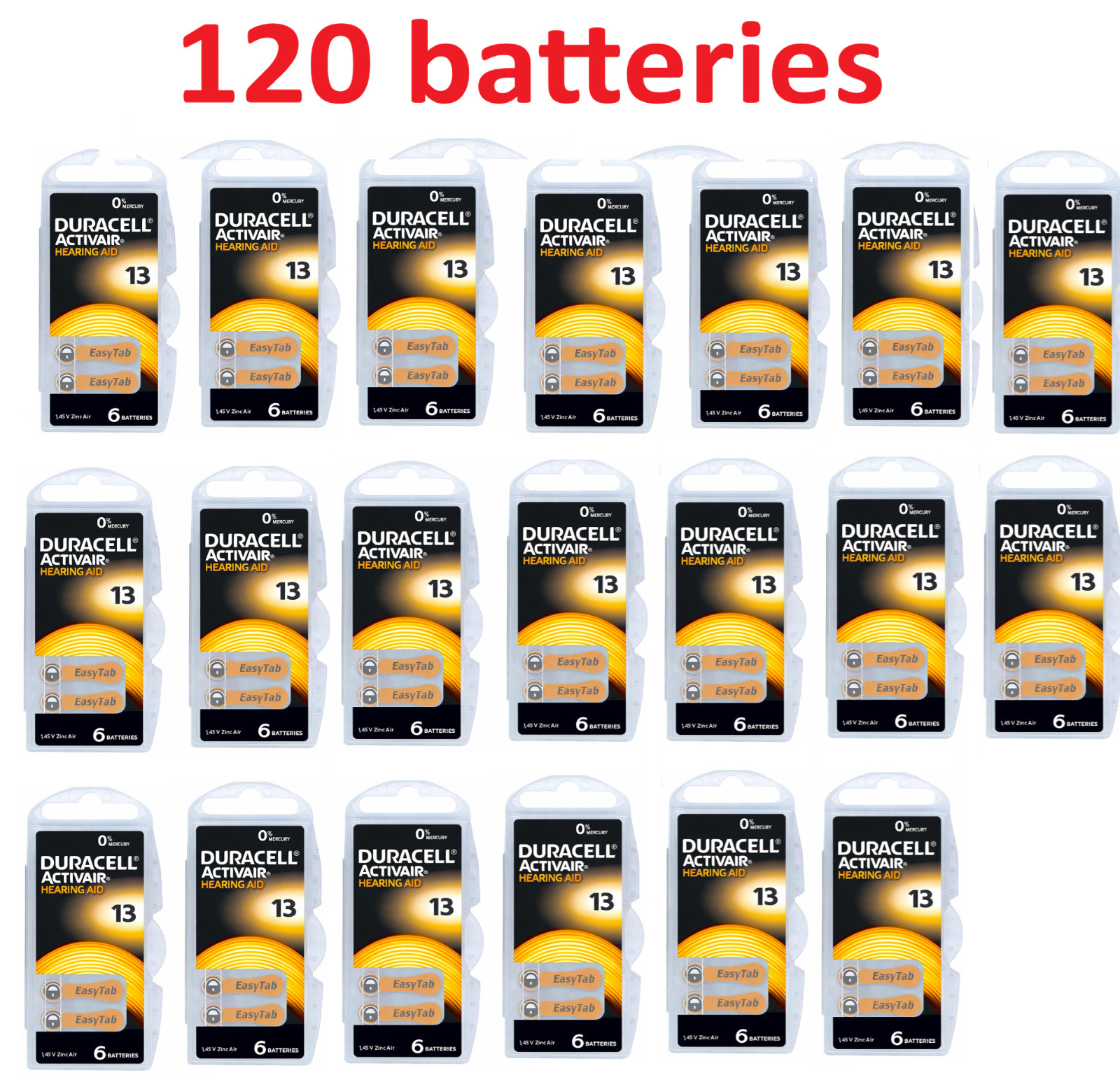 Duracell Activair Hearing Aid Batteries Size 13 New Fresh Exp-9-2029