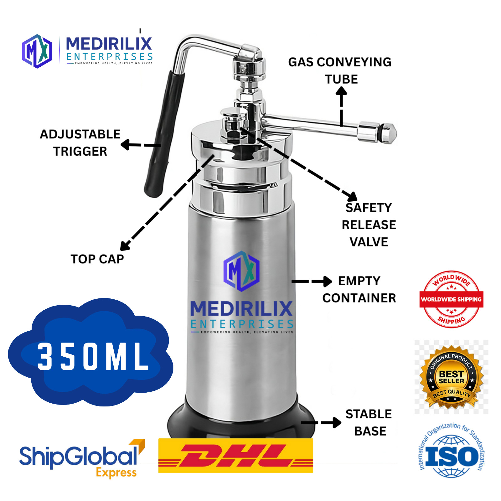 Professional Use Mini Cryo Can For Dermatology 350ML Liquid Nitrogen Sprayer