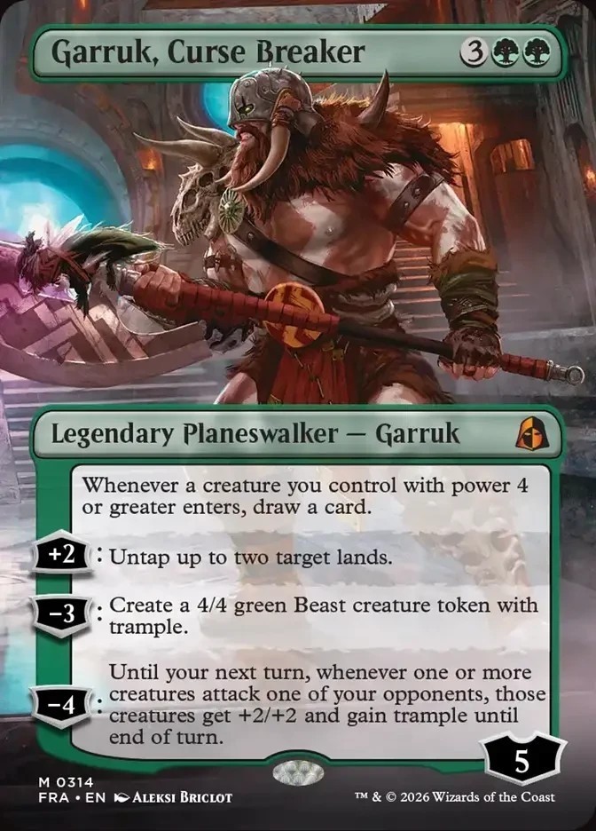 Garruk, Curse Breaker (Borderless) Foil Reality Fracture Playtest Card