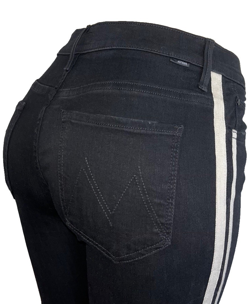 MOTHER Insider Crop Step Fray Kick Flare Jeans GUILTY RACER Black-Sz 28 LKNU