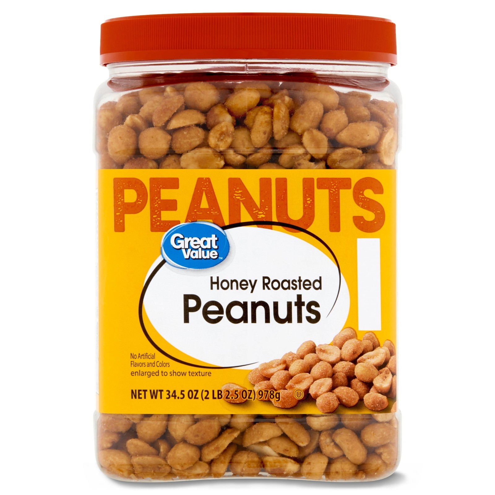 Great Value Honey Roasted Peanuts, 34.5 oz