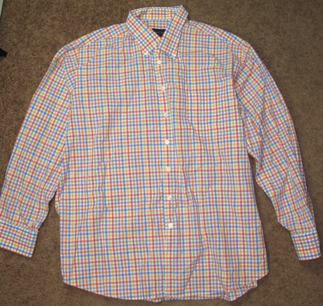 Scott Barber Men\'s Button Up Long Sleeve Shirt Check Pattern  Size XXL