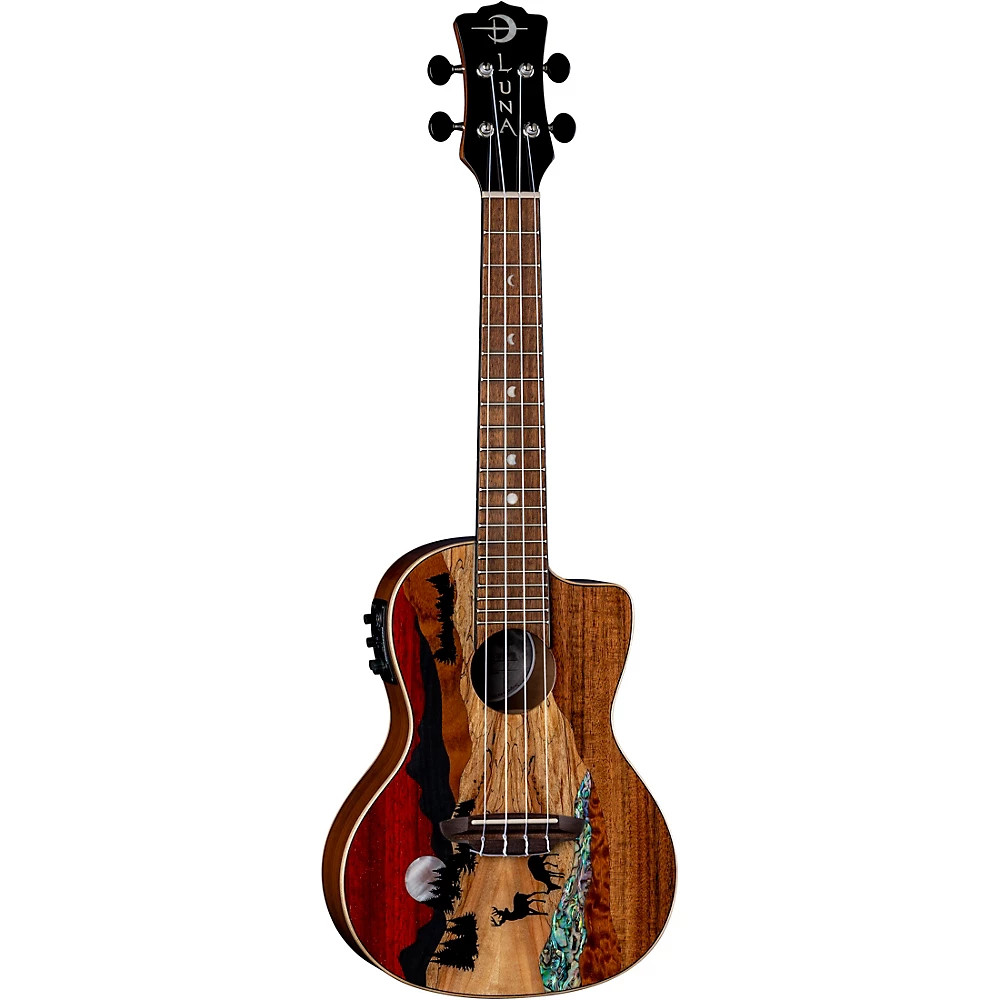 Luna Guitars Vista Deer Tropical Wood Concert Acoustic-Electric Ukulele Gloss