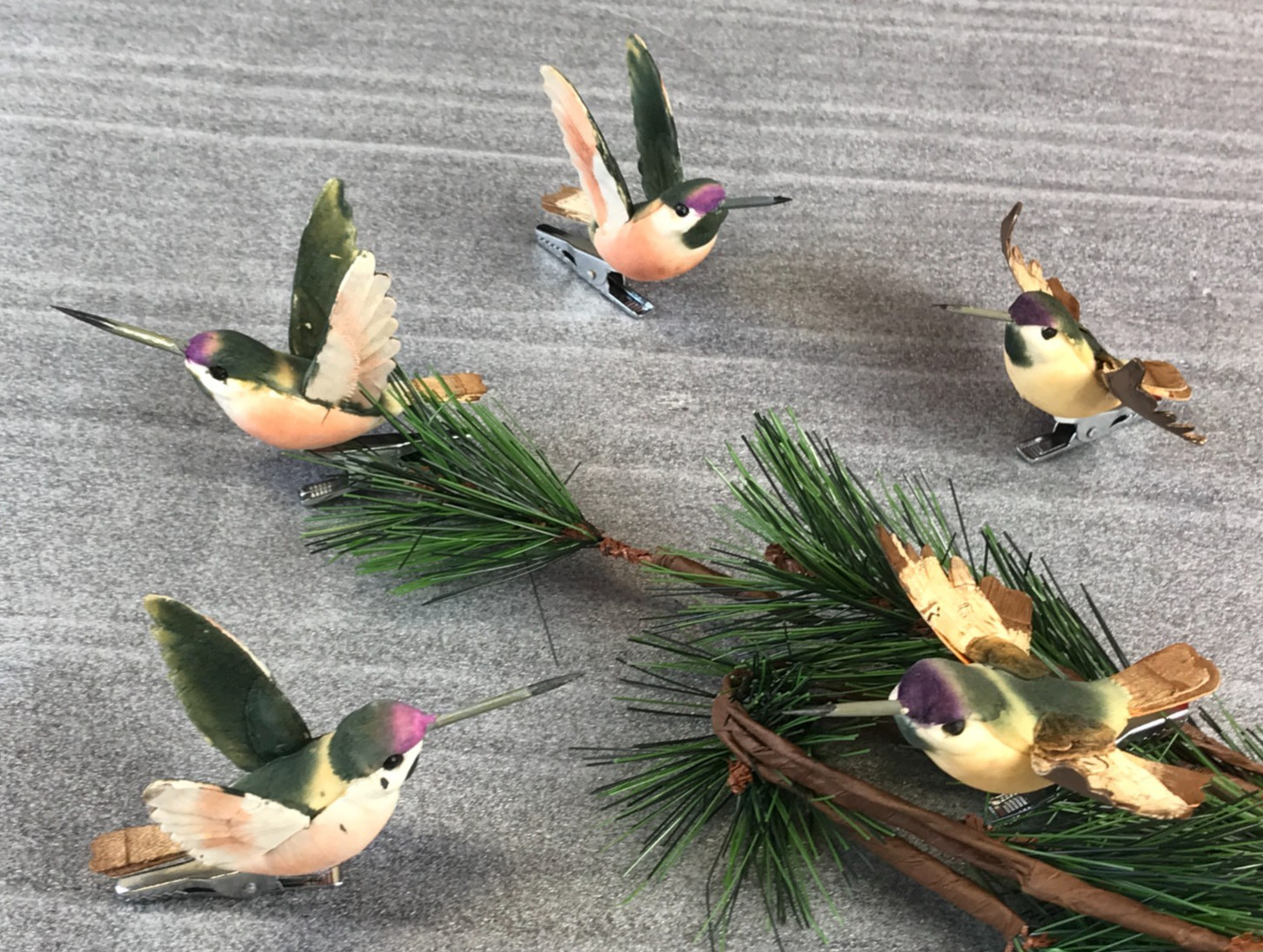5 Vintage Handpainted HUMMINGBIRD Ornaments on Clips Beautiful 5 Vintage Handpainted HUMMINGBIRD Ornaments on Clips Beautiful
