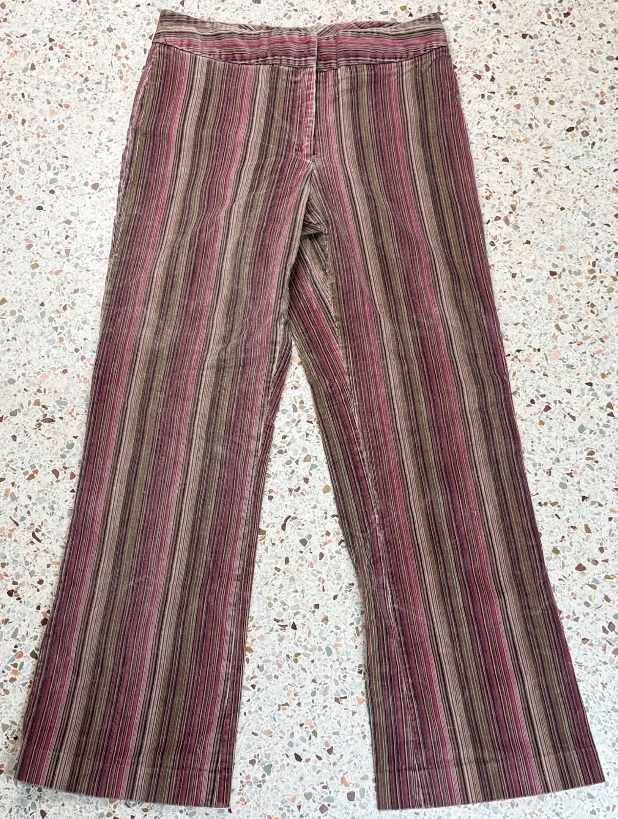 Willi Smith Stretch Women\'s Vintage Striped Bootleg Slash Pocket Pants Size 10