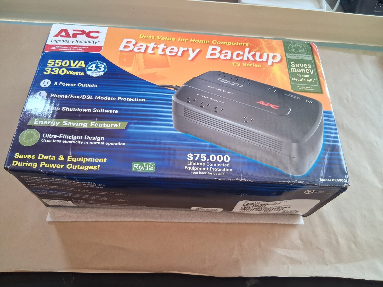 APC Back-UPS ES Series 550VA UPS 8-Outlets BE550G APC Back-UPS ES Series 550VA UPS 8-Outlets BE550G