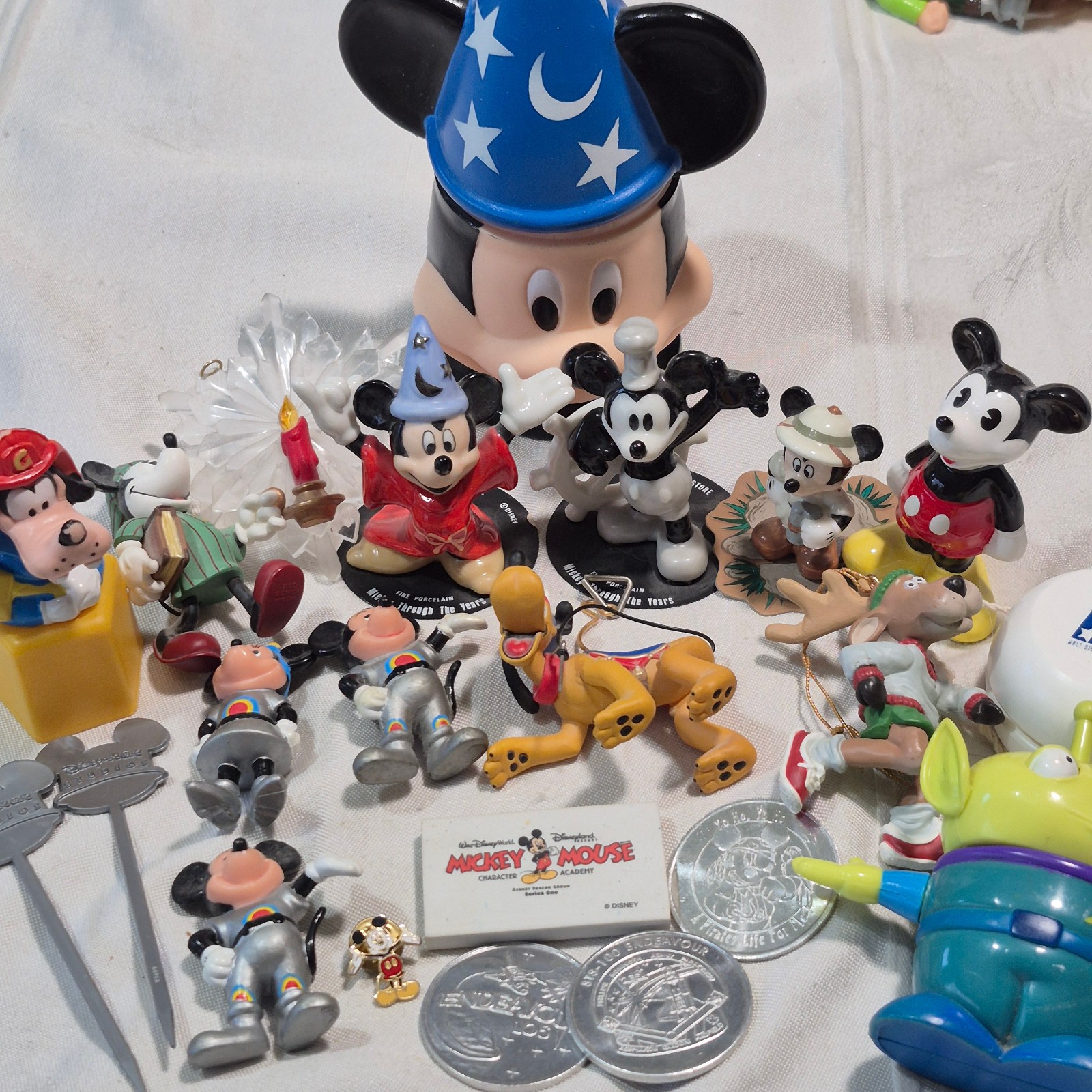 Vintage Disney Collectibles Lot Mickey Mouse Sorcerer Ornaments Metal Toys