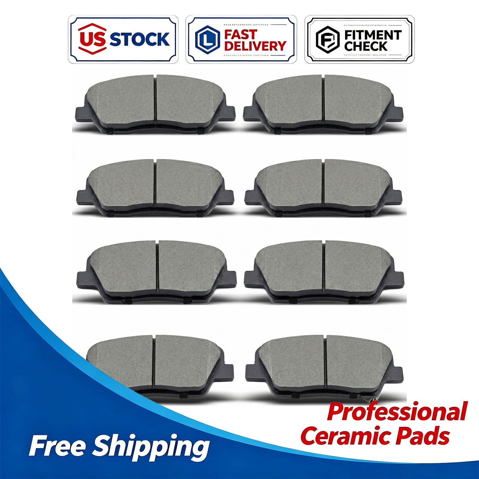 Front Rear Ceramic Brake Pad Set for Hyundai Entourage 2007-2010 Santa Fe Sedona