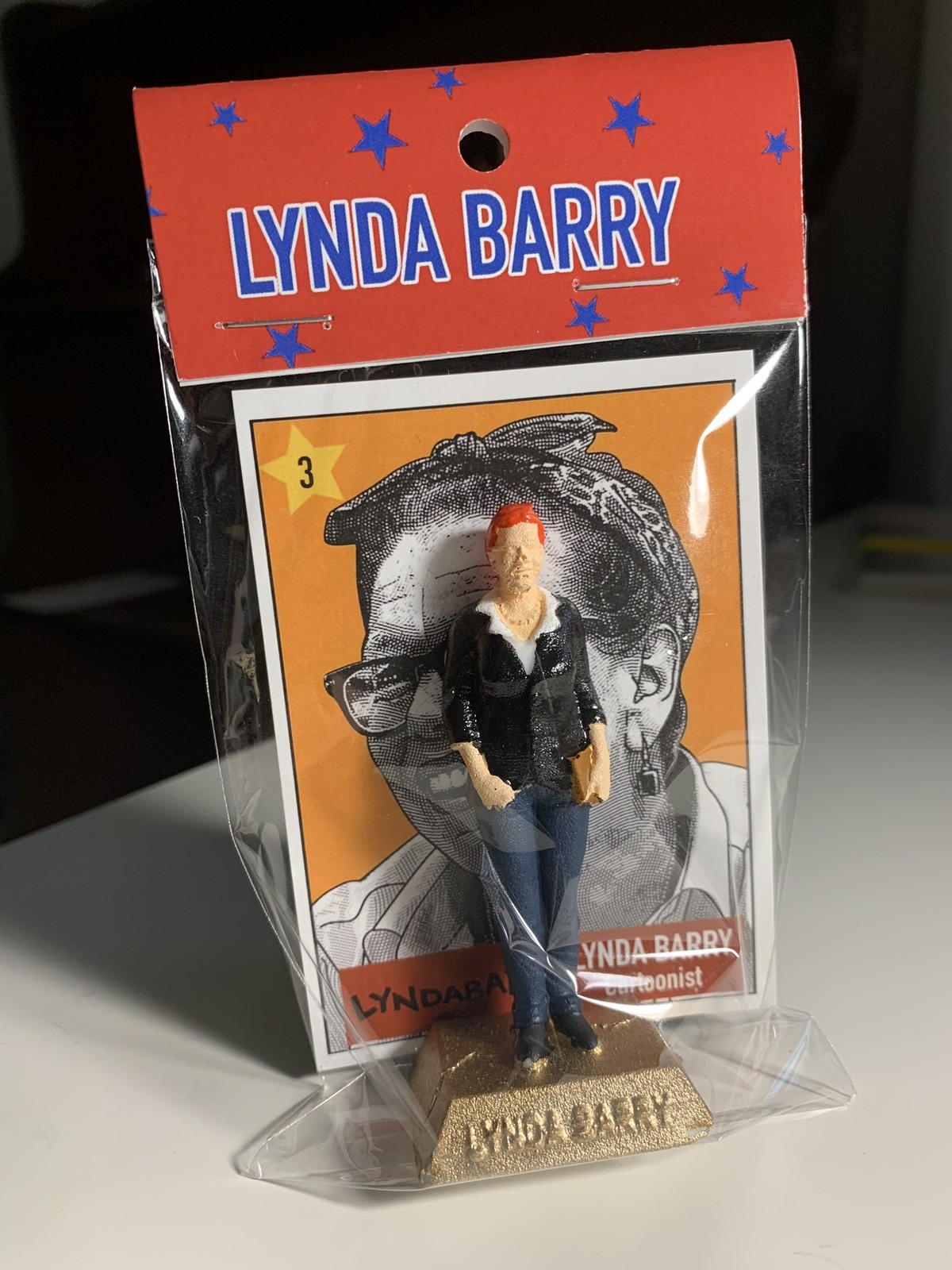 Famous Cartoonist LYNDA BARRY 3” figurine. Resembles Marx Presidents Toy Series